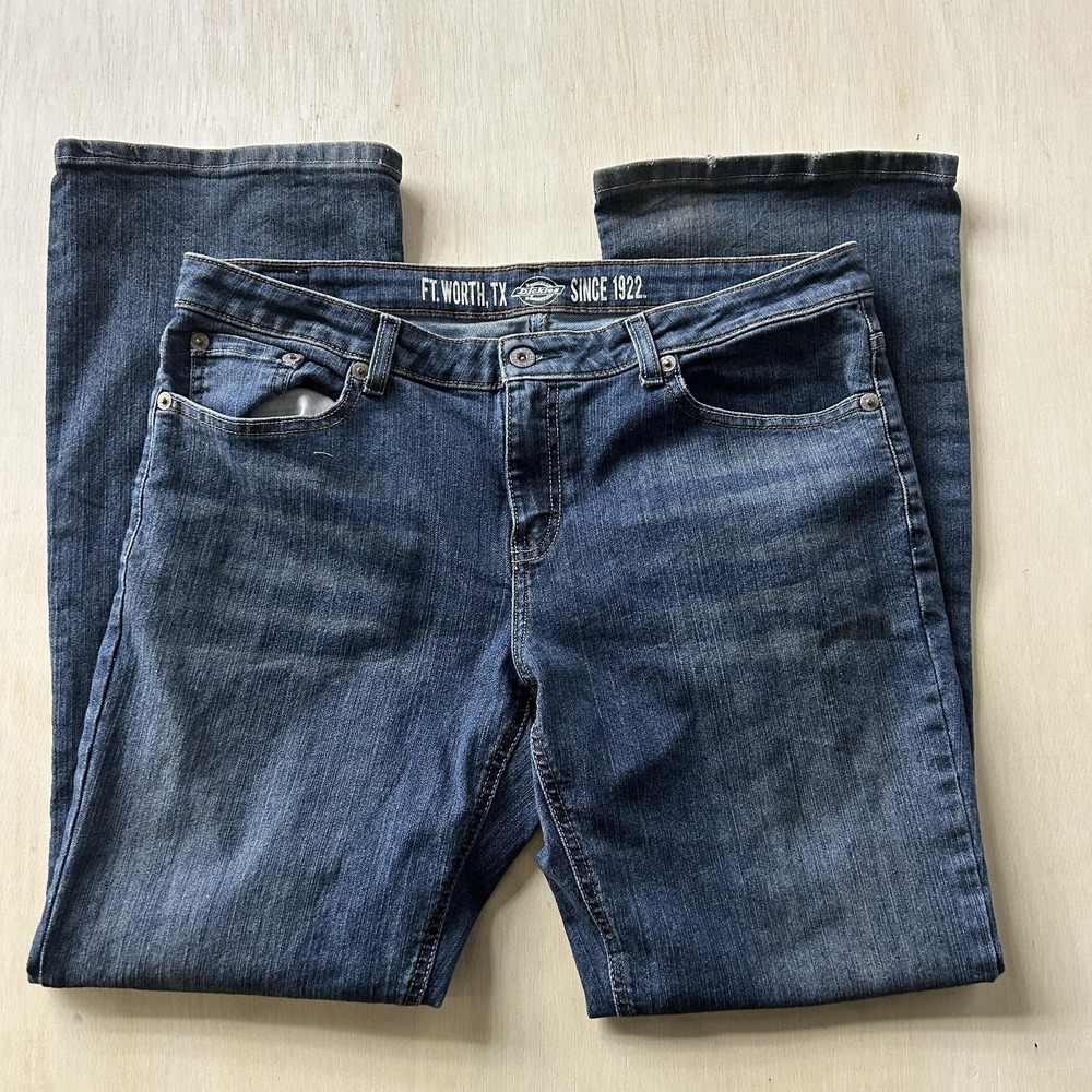 Dickies Relaxed Fit Jeans Womens 12 Reg Medium Wash Blue Denim Straight Stretch